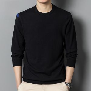 ROMON | Red Round Neck Knitted Sweater For Men Winter Fashion City Style Thickened Long Sleeve Casual Loose Fit Inner Wear New Year Celebration