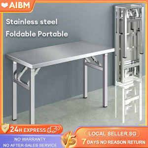 AIBM Folding Table Portable Stainless Steel Foldable Office Outdoor Furniture Dining Table Desk Coffee Table or Workbench Camping Table Picnic Table