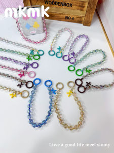 สร้อยคอโทรศัพท์มือถือแบบสะพายข้างสีสันสดใส ทำด้วยมือ โซ่แบบถอดได้ ชุบเงิน ชุบทอง โลหะผสม โลหะผสม โลหะผสม