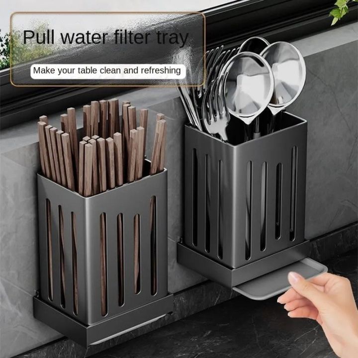 DAKOTASK Wall Mounted Chopstick Holder Multifunctional Draining Cage - View #12