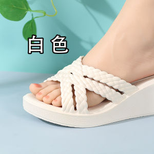 Womens Summer Outdoor Fashion High Heel Slippers Heightening Anti-Slip Thick Bottom Small Size Increase Cool Sandals