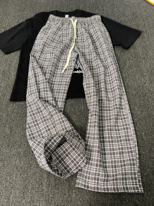 Quần Dài Nam Ống Đứng Rộng Rãi Mùa Hè Mỏng Phong Cách Mỹ Cleanfit Kẻ Caro Quần Dài Thường Ngày Cạp Vừa Dài