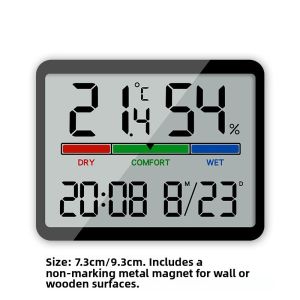 Modern Minimalist Magnetic Refrigerator Clock Kitchen Desktop Electronic Thermometer Humidity Meter Bedside Alarm Clock Wall Hanging