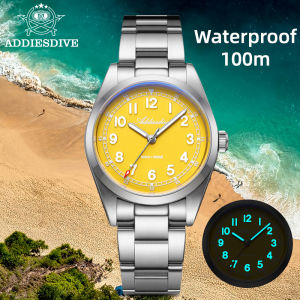 ADDIESDIVE Luxury Mens Watch 100m Water Resistance Sapphire Glass BGW9 Super Luminous Quartz Movement Stainless Steel Bracelet