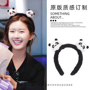 หมวกคล้องผมลายแพนด้านุ่มน่ารักสำหรับผู้หญิง หมวกคล้องผมฤดูใบไม้ร่วง/ฤดูหนาว หมวกคล้องผมสำหรับล้างหน้า หมวกคล้องผมสำหรับใส่หน้ากาก