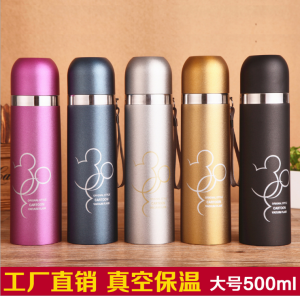 แก้วน้ําหุ้มฉนวนสุญญากาศสองชั้นสแตนเลสพร้อมถ้วยมือนักเรียนเคลือบฝ้าสําหรับใช้กลางแจ้งจาก Jianshang