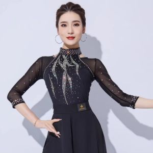 New Coat Dancewear Top Red Dance Sports Tops Black Dengwu Practice Clothes Rhinestone Rhinestones Women Costumes Latin Modern