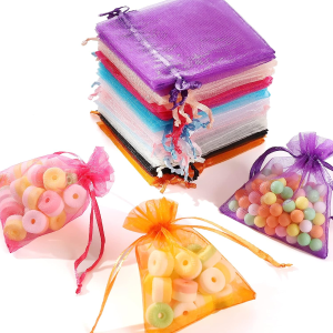100 Chiếc Màu Hỗn Hợp Túi Organza Lưới Nhỏ Dây Rút Trang Sức Túi Cho Đám Cưới Sinh Nhật Tiệc Giáng Sinh Ủng Hộ