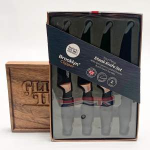 Taylors Eye Witness Authentic/Original Brooklyn 4 Piece 4-inch Steak Knife Set (Chrome Brass or Copper)