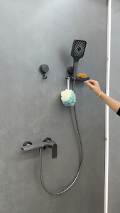 Penahan Shower & Tempat Sabun dengan Cangkir Hisap Penyangga Shower Tanpa Bor yang Dapat Diatur Peniris Sabun Praktis