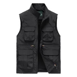 ROMON | Romon Mens Outdoor Fishing Vest Spring Summer Mesh Functional Workwear Jacket Photography Vest Multi Pocket Vest Fashion Urban Style