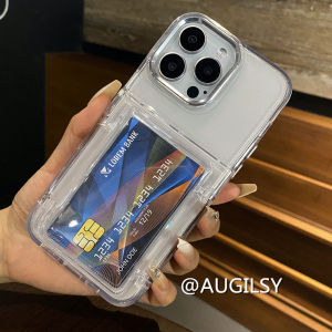 Flip Cover Card Slot iPhone Case Transparent New 15ProMax Compatible with Apple 13 Slot for Inserting Cards Suitable for iPhone 14Pro And 16Plus