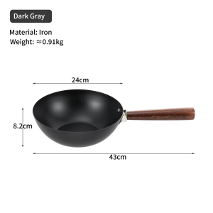 BISINNA | BISINNA 24cm Iron Wok Kitchen Non Stick Deep Frying Pan Outdoor Portable Camping Picnic Cooking Equipment