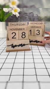 Vintage Desk Calendar 2025 Wooden & Metal Flip Date Organizer Office Memo Holder + Regalo sa Pasko Christmas Decor Gift