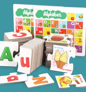 Preschool Childrens English Early Education Large Block Puzzle Alphabet Matching Cards Educational Toys for Kids
