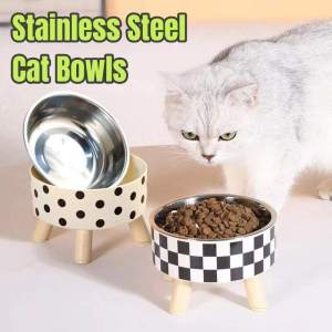 Elevated Cats Feeder Bowl Anti-choking Raised Cat Food Water Bowl With Stand Pet Feeding Drinking Supplies bowls