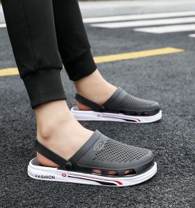 Wear-Resistant Thick-Heeled Massage Slippers for Men Youth Summer Outdoor Sandals Slip-On Casual Slipper Breathable PVC