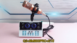 Siborie【Free headset】Q3 Sound Card+BM800PRO Microphone 3.5mm Steker Satu set dudukan lengkap gratis