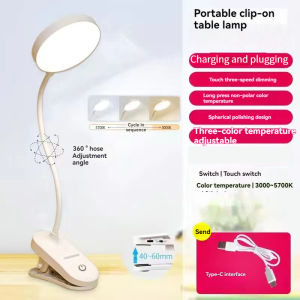 Led Table Lamp USB Rechargeable Night Light With Folding Clamp Study Stand Read Lamp Touch 3 Modes Dimming Eye Protection Light
