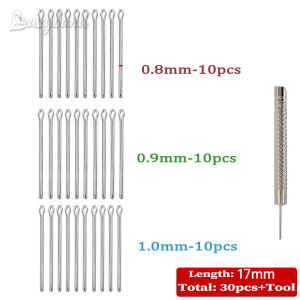 30Pcs Watch Strap Link Pins Stainless Steel Watchband Connect Bar 0.8/0.9/1.0mm Thickness 8-26mm Split Pin Bracelet Repair Tools