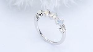 Lohaspie Đồ Trang Sức Bất 1 Carat 925 Vòng Tròn Bạc Với Đá Quý Ngọc Mắt Mèo Tự Nhiên Vòng Cắt Hình Bầu Dục Đá Quý Opal Nhẫn Birthstone Vòng Đối Với Trang Sức Nữ Món Quà