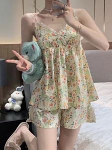 ฤดูร้อนลูกไม้น่ารัก Suspender กางเกงขาสั้นเซ็กซี่ชุดนอนชุดผู้หญิงที่มีแผ่นหน้าอกสามารถสวมใส่กลางแจ้งหรือบ้าน