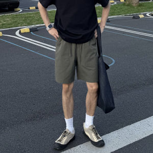 Loose Casual Workwear Shorts for Men Quick Dry Elastic Waistband Summer New Style Japanese Retro Versatile Straight Leg Pants