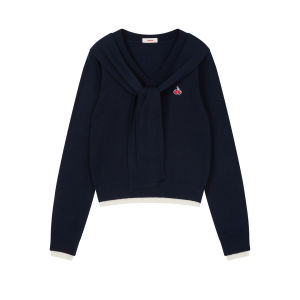 V-Neck Embroidered Versatile Knitted Sweater