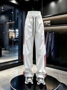 LIUBU | Retro 3-Stripe Thin Ice-silk Quick-dry Striped-patch Mens Straight Casual Trousers