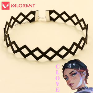 Game Valorant Choker Necklace Bracelet Game Character CLOVE Black Geometric Collar Cosplay Jewelry Gaming Accessories Gift
