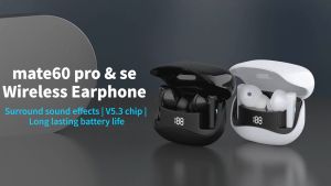 Mate60pro หูฟังไร้สาย TWS เกมมิ่งเกียร์ บลูทูธ ตัดเสียงรบกวน หูฟังบลูทูธ กันน้ำกันเหงื่อ Bluetooth Earphone Wireless LED HiFi 9D Earbuds