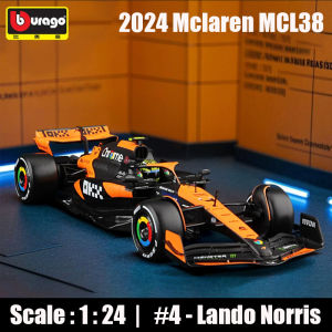 2024 New Limited Edition Collectible】Bburago 1:24 Scale McLaren MCL38 Formula 1 Racing Car Alloy Die-Cast Model - High Precision F1 Simulation Replica Racing Car