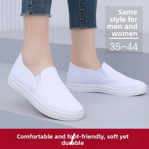 Nurse Shoes Breathable Soft Sole Canvas Shoes Slip-On White