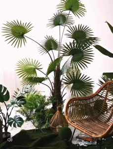 FAN PALM Artificial Plant Artificial Flower Faux Greenery Potted Plant Home Decoration Indoor Outdoor Decorative Plants for Living Room Bedroom Office Desk Tabletop Garden Café Event Wedding Artificial Decorative Plant Ornament Accessories