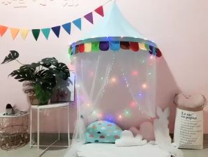 Kids Crescent Shape Half Tent Khemah Kanak Rainbow Canopy Wall Decoration Reading Corner Play Tent House Large Castle蚊帐篷