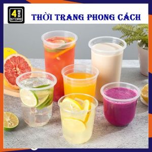 Lốc 50 Ly Nhựa PP Đáy Bầu Dùng 1 Lần Loại Dày 360ml 500ml 600ml 700ml Đựng Trà Sữa Sinh Tố Nước Ép Tiện Dụng - Cốc Nhựa Tiêu Dùng Nhanh