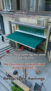 Foldable Awnings กันสาดพับเก็บได้ กันสาดพับได้ มือหมุน ปรับระดับได้ โครงอลูมิเนียมอัลลอยด์ หนา ผ้าใบกันแดด กันฝน กันน้ำ