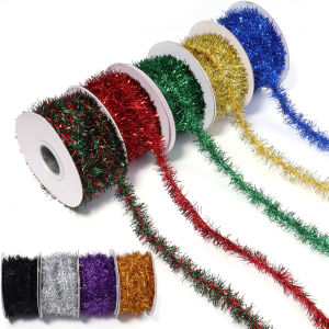 10Yards Gold Silver Wire Garland Tinsel Hanging Rattan Christmas Tree Decoration Xmas Wedding Birthday Party Colorful Ribbon