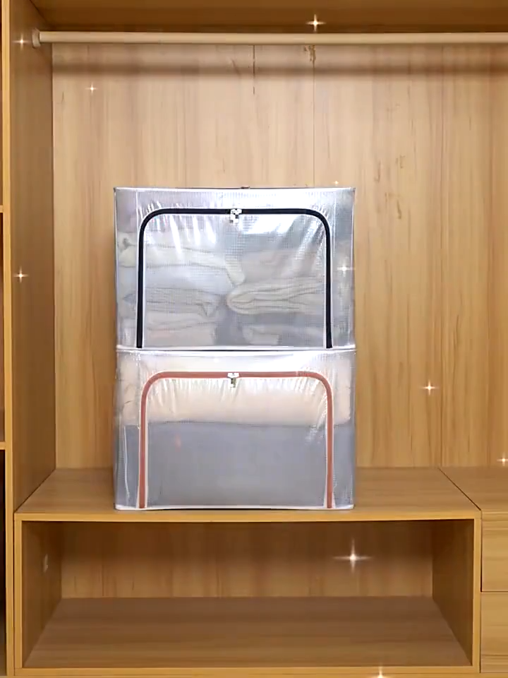 Storage Box 24L/100L Large Capacity Foldable Storage Box Transparent Mesh Cloth Organizers Box Steel Frame Waterproof Clothes Organizer