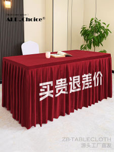 Gold Velvet Tablecloth Hotel Meeting Long Rectangular Business Event Exhibition Table Cover Skirt Universal Style for Banquet