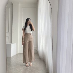 Celana Kulot Linen Double Button Kulot Linen Haighwaist