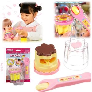 Aitemay 2 Bộ đồ chơi cho ăn bánh pudding thực phẩm tự làm đồ chơi sáng tạo Máy tính để bàn dễ thương màu hồng thạch dâu Pudding Bộ mô hình cho trẻ em Quà tặng