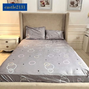 3-in-1 Geometric Bedsheet Set Fitted Sheet 2 Pillowcases Soft Breathable Polyester Cotton Bedding Set Hotel Quality for Bedroom Home All Sizes Durable Fabric Easy Care