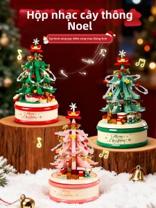 RUISHOU | Rotating Music Box Kids Building Blocks Christmas and Birthday Gift