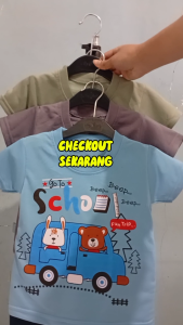 Setelan Baju bayi anak laki laki motif karakter Bear School usia baby 3-15 bulan MAX BB 10 KG