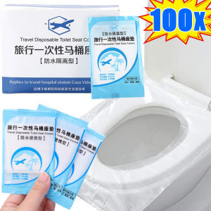 100/50 ชิ้น ผ้าคลุมที่นั่งชักโครกแบบใช้แล้วทิ้ง / แผ่นรองที่นั่งชักโครกแบบพกพาเพื่อความปลอดภัยในการเดินทาง / ผ้าคลุมที่นั่งชักโครกพลาสติกที่ย่อยสลายได้ทางชีวภาพ