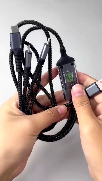 100W 3-in-1 Super Charging Cable 6A Micro USB Type C Fast Charger Type-C Data Cable for Samsung Android iOS Carry On