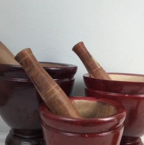 ครกไม้ พร้อม สากไม้ size 3นิ้ว - 10นิ้ว เนื้อไม้จามจุรี ไม้แข็งทนทาน  ครกส้มตำ ครกตำน้ำพริก