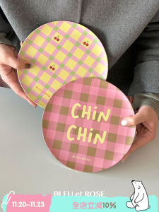 Bleu Et Rose Original Bamboo Fiber Plate Eco-friendly Dishware Resistant to Falling Korean Style round Adult Flat Plate 8 Inches