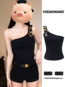 Áo Ba Lỗ Dệt Kim Không Tay Màu Đen Hở Vai Thời Trang Mùa Hè Cho Nữ Áo Khoác Ngoài Ôm Vừa Vặn Thiết Kế Không Đều Không Có Phụ Kiện